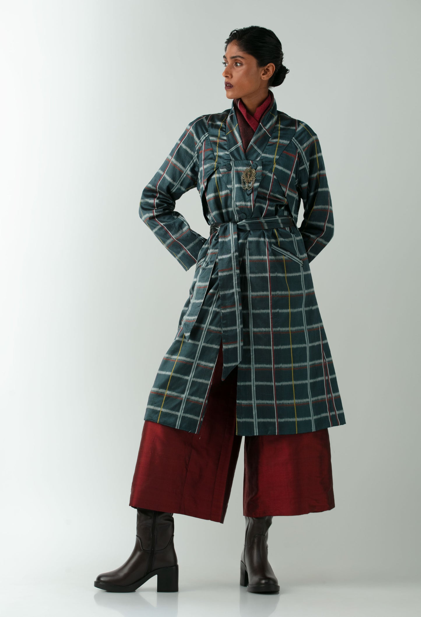 Chequered Indigo Trench