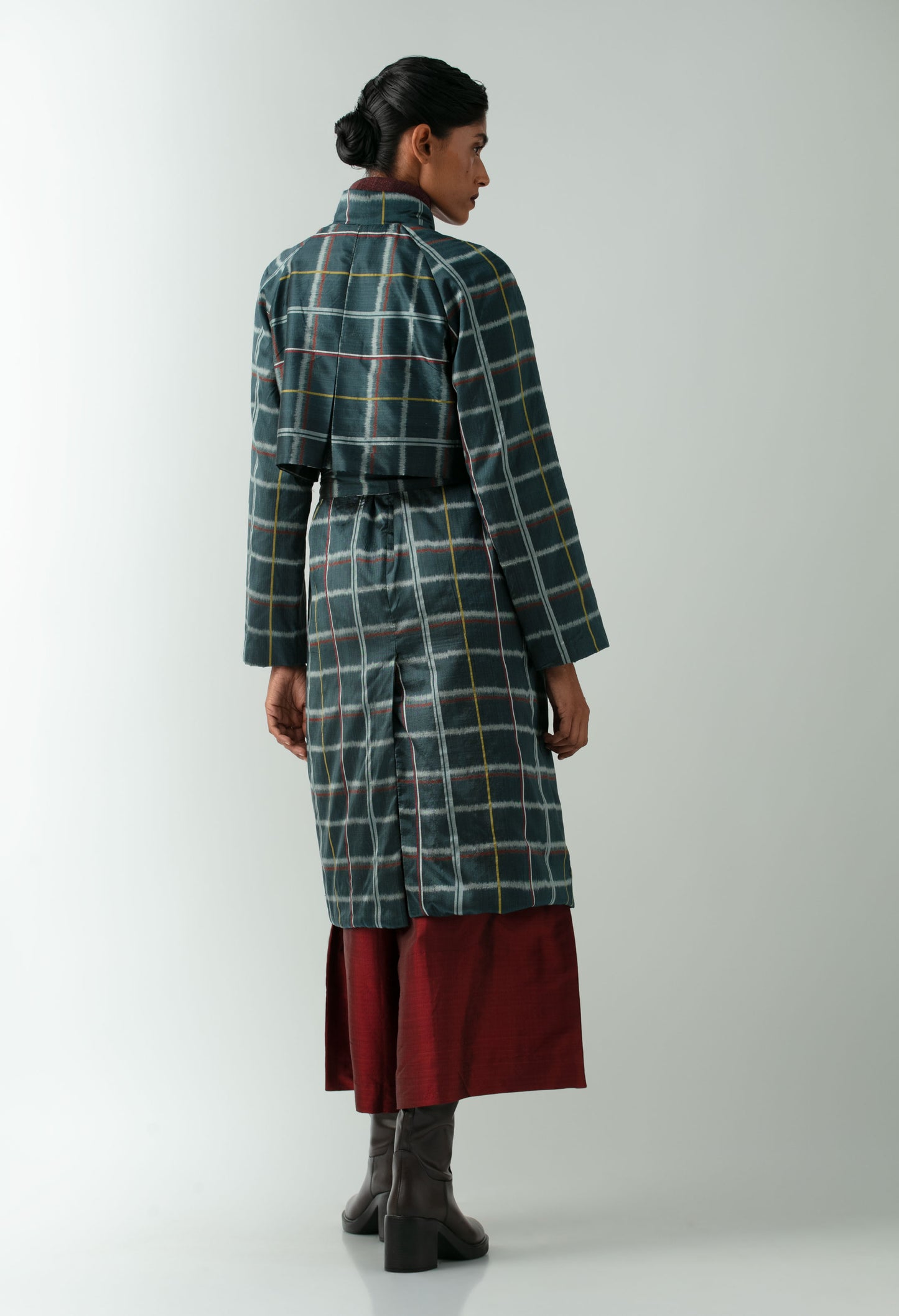 Chequered Indigo Trench