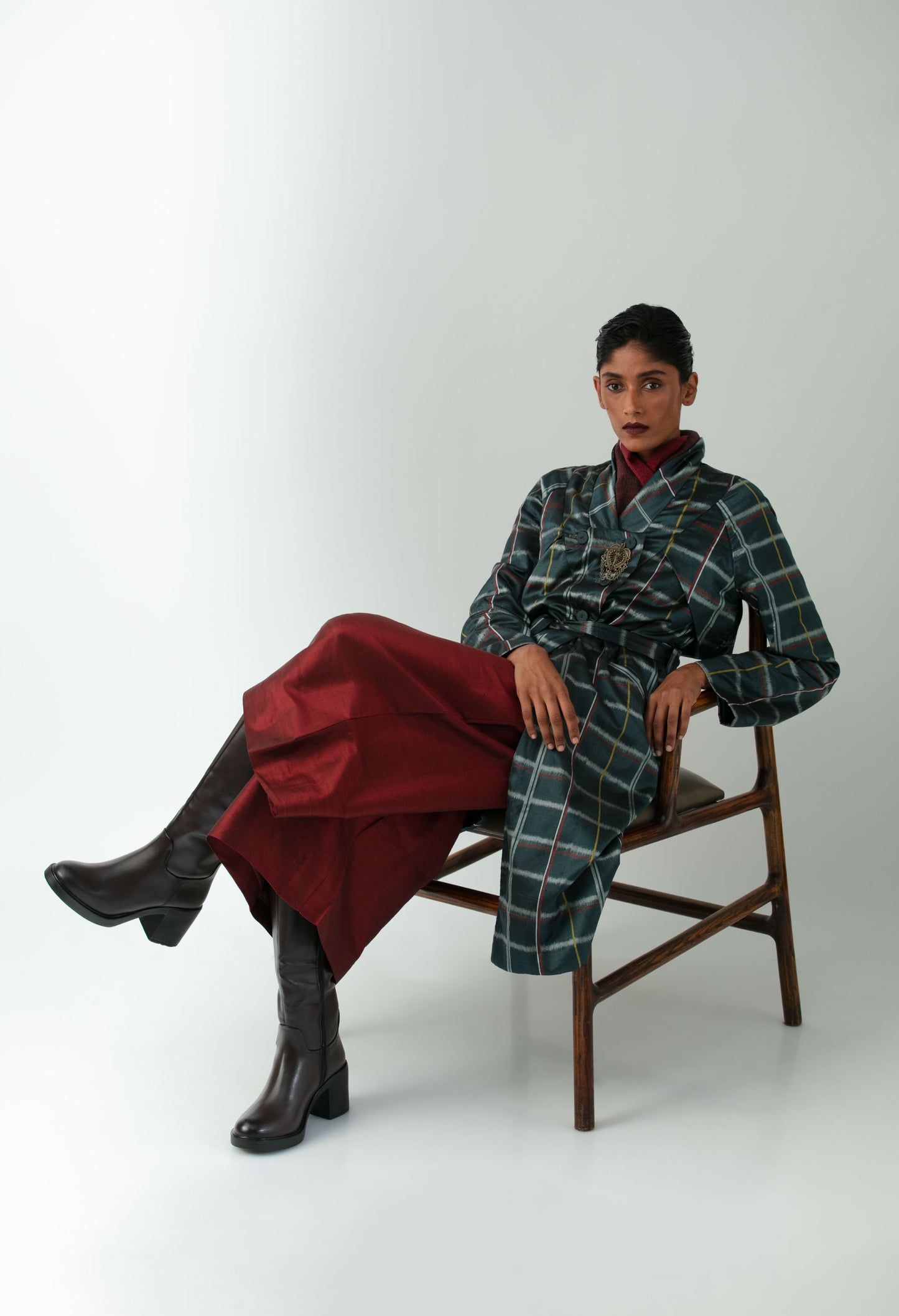 Chequered Indigo Trench