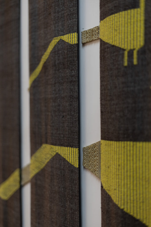 Kotpad blue grey wall textile close up