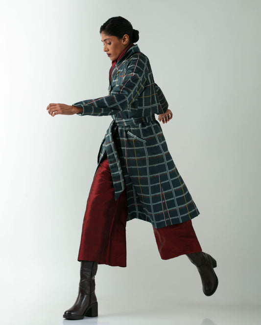 Chequered Indigo Trench
