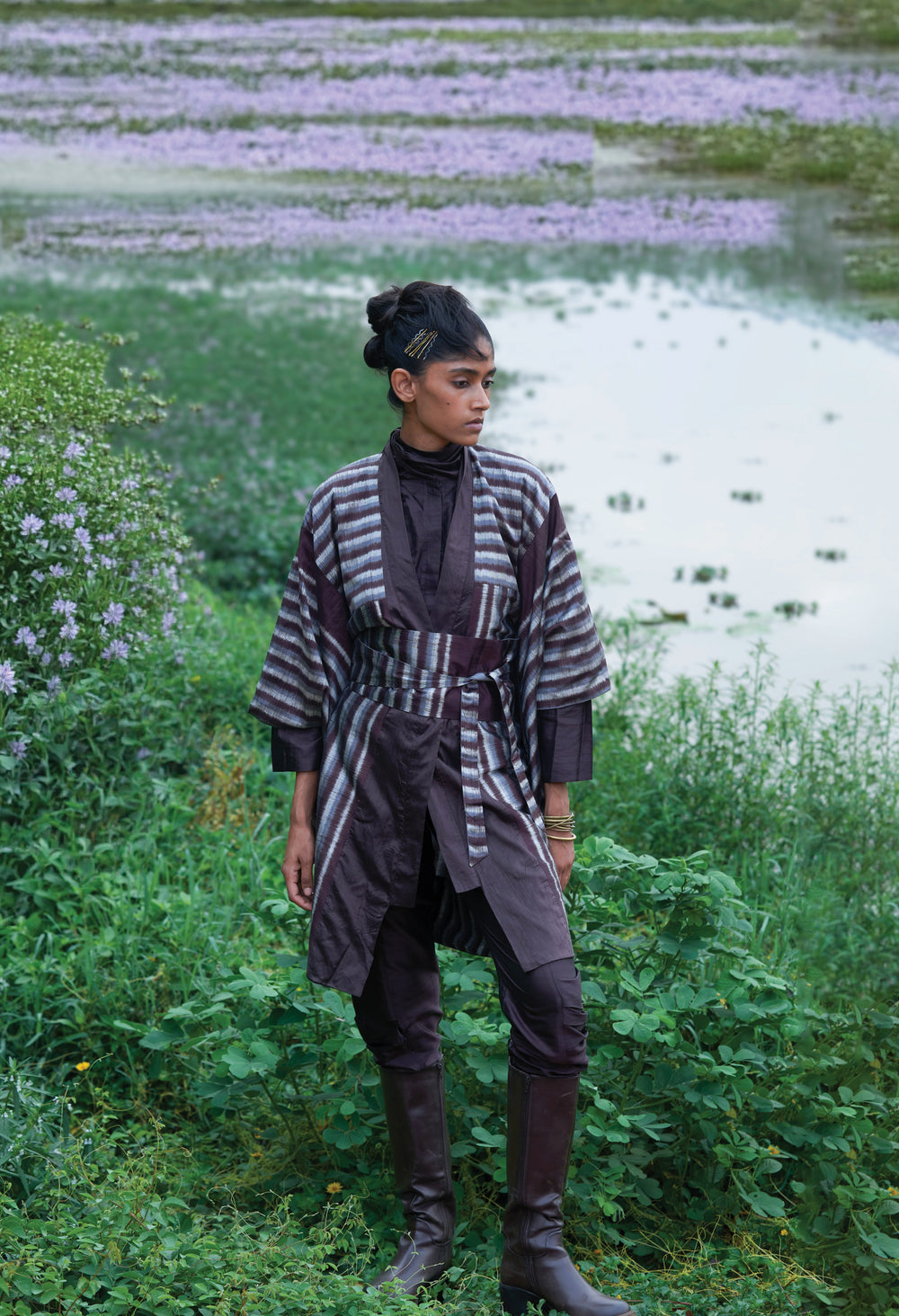 Kimono in Striped Bandha
