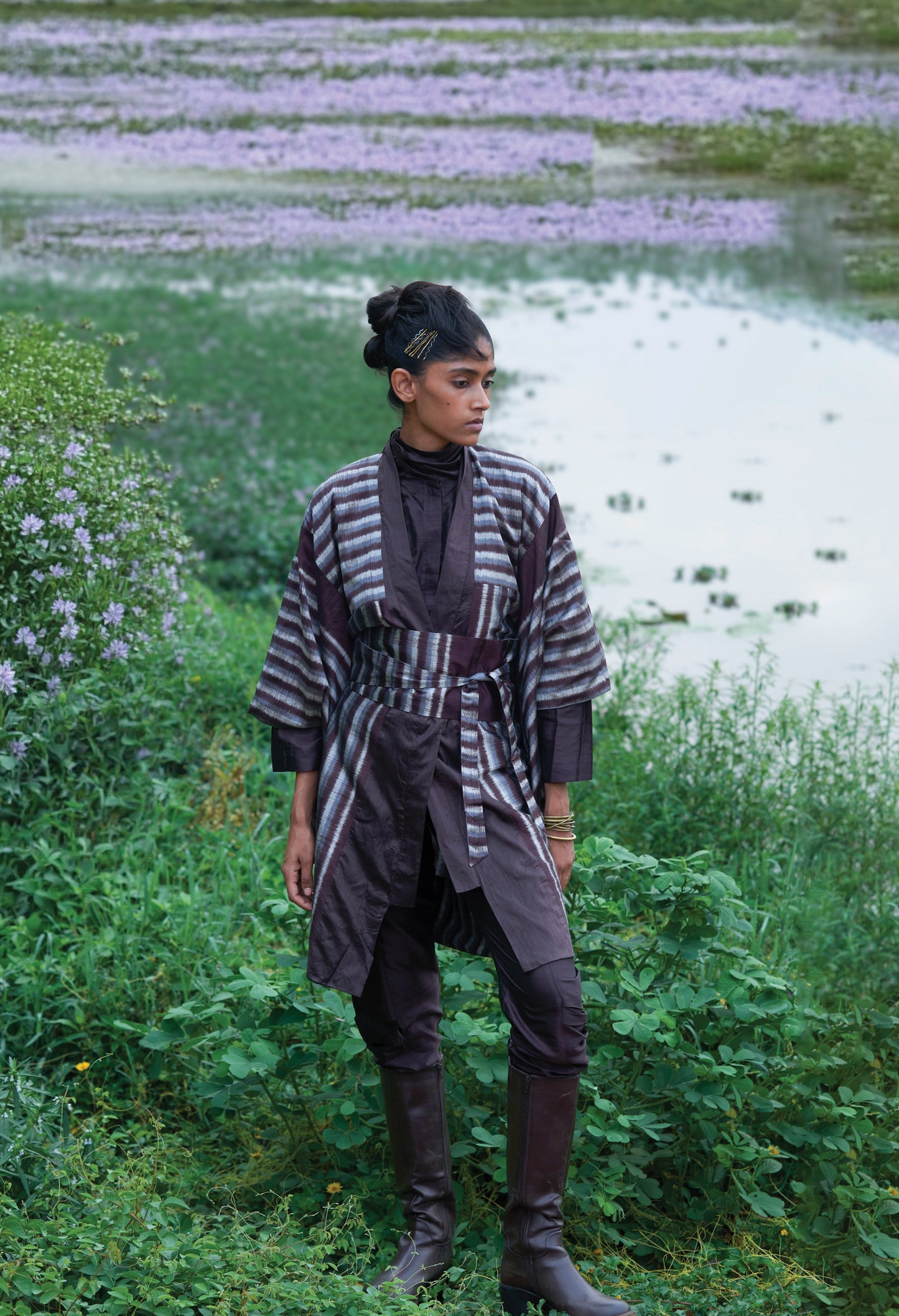 Kimono in Striped Bandha