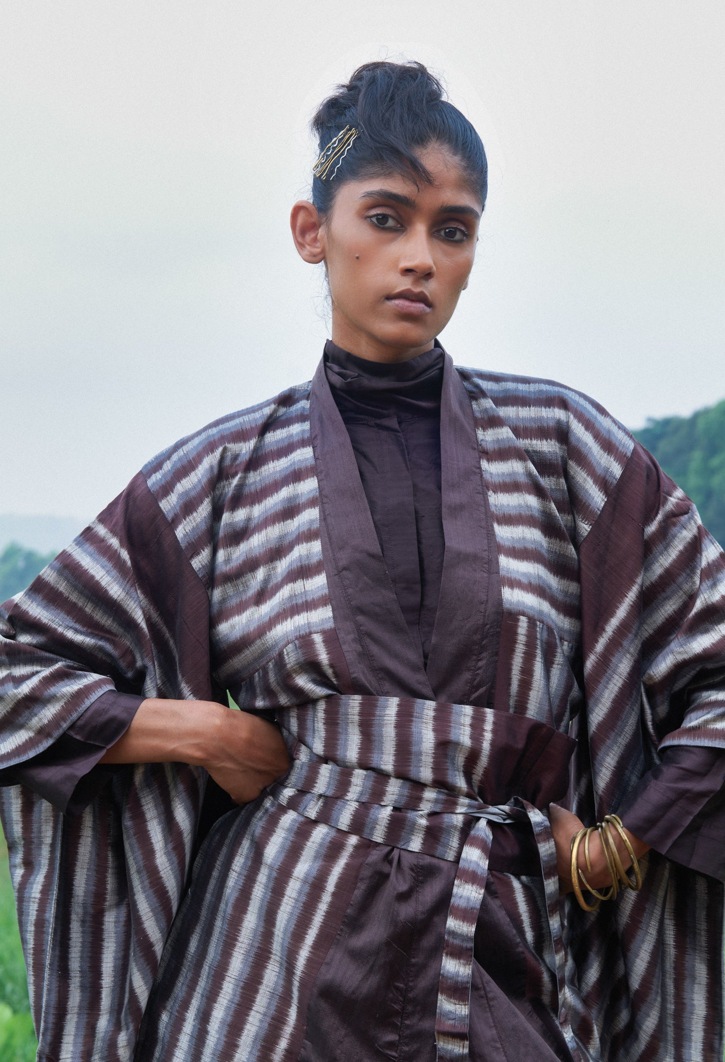 Kimono in Striped Bandha