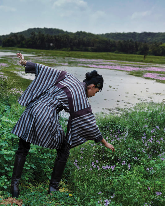 Kimono in Striped Bandha
